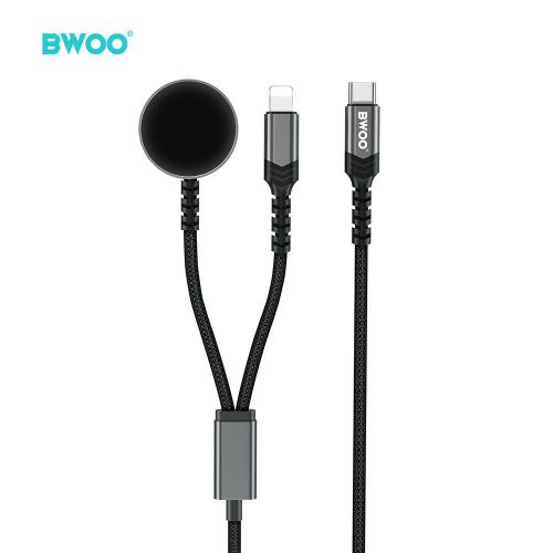 Bwoo Cable 2 en 1 charge rapide pour Iphone et Apple Watch série 1 à 9, SE 1-2, ultra 1 -2