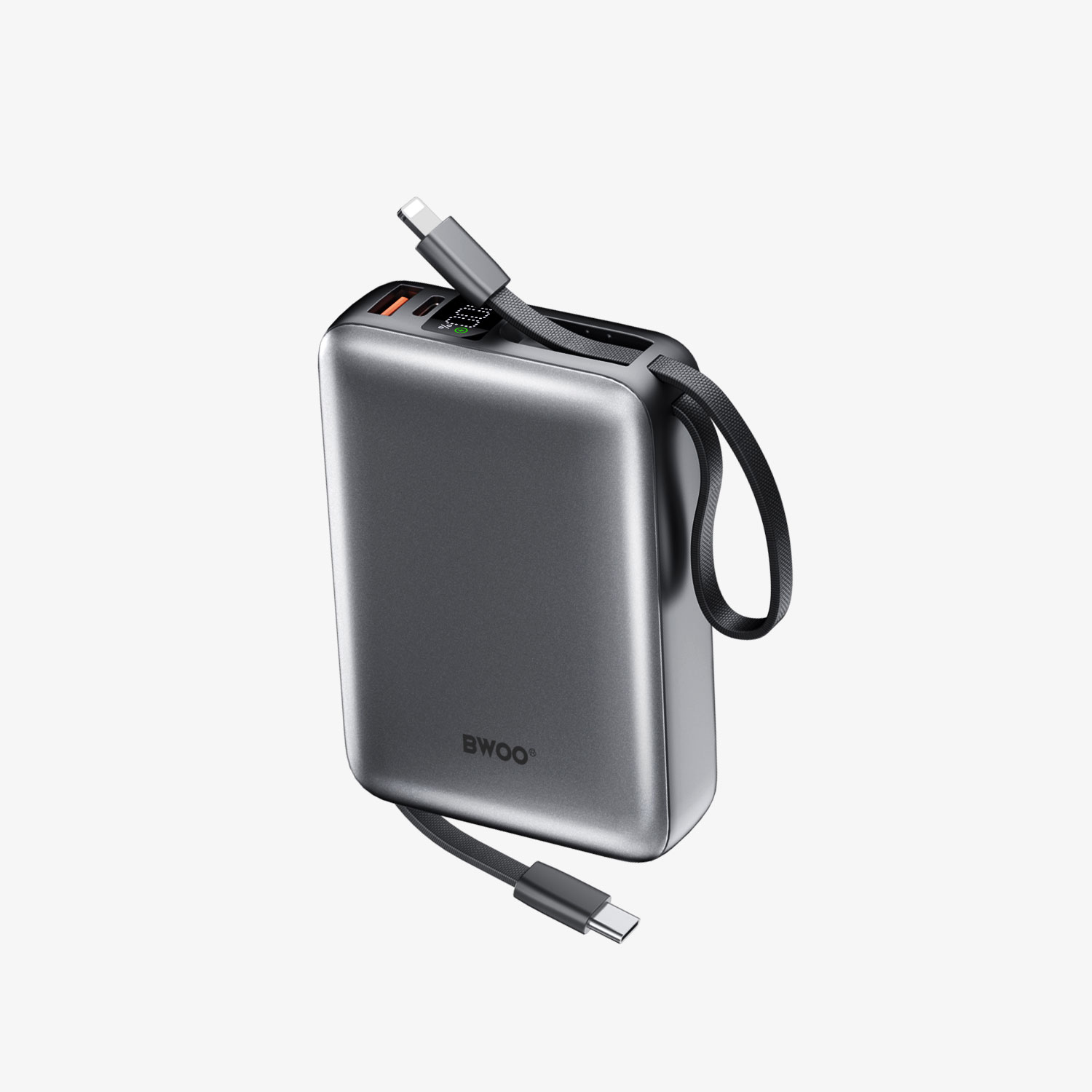 BO-P73 Batterie externe 20 000 mAh avec affichage numérique de la charge et câble intégré