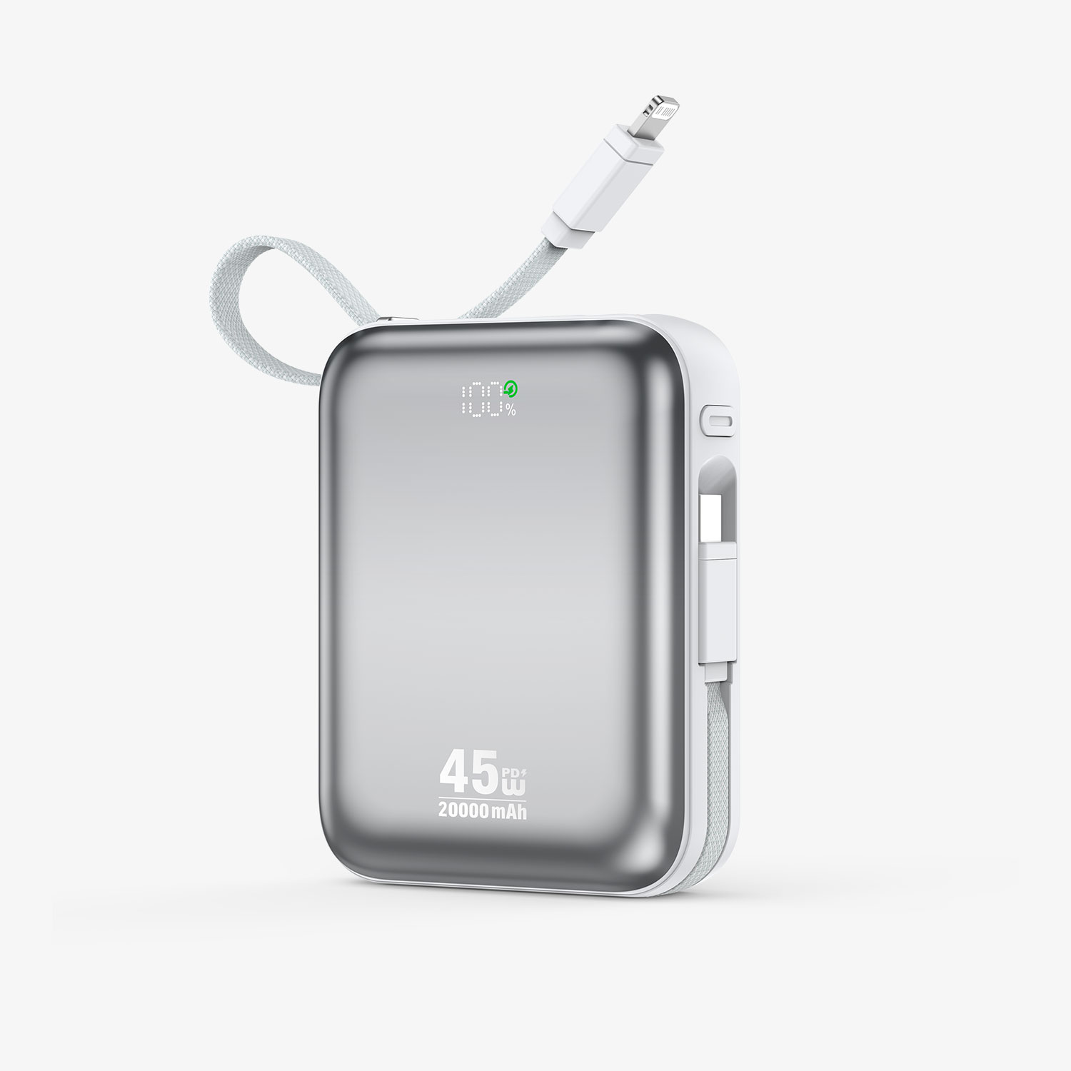 BO-P78 BWOO 20000mAh PD45W Banque d'alimentation avec câbles de charge intégrés