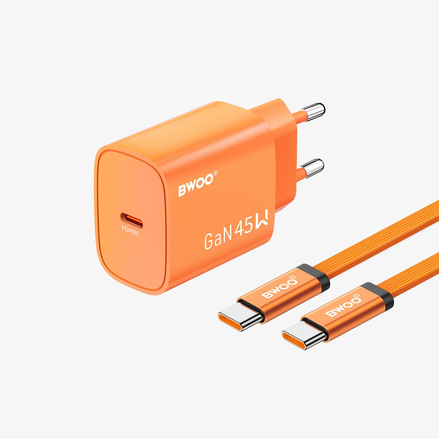 BO-CDA252CC  BWOO PD 45 W GaN Chargeur avec Câble USB-C (pour EU)