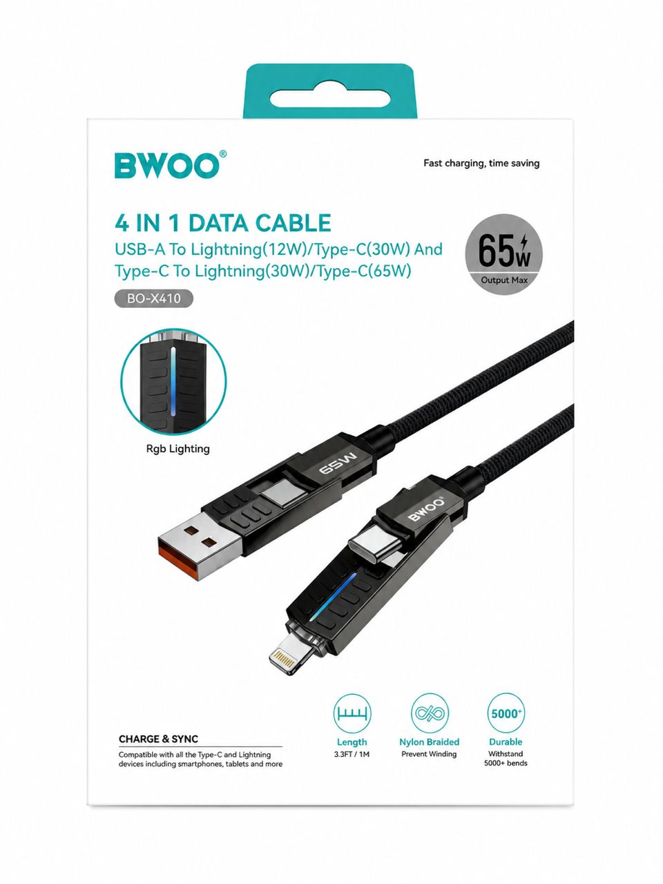 BO-X410 Câble de données 4 en 1